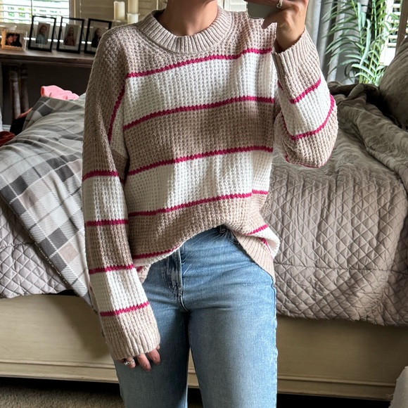 American Eagle Outfitters Sweaters - American Eagle Oversized Waffle Knit Striped Sweater XS
